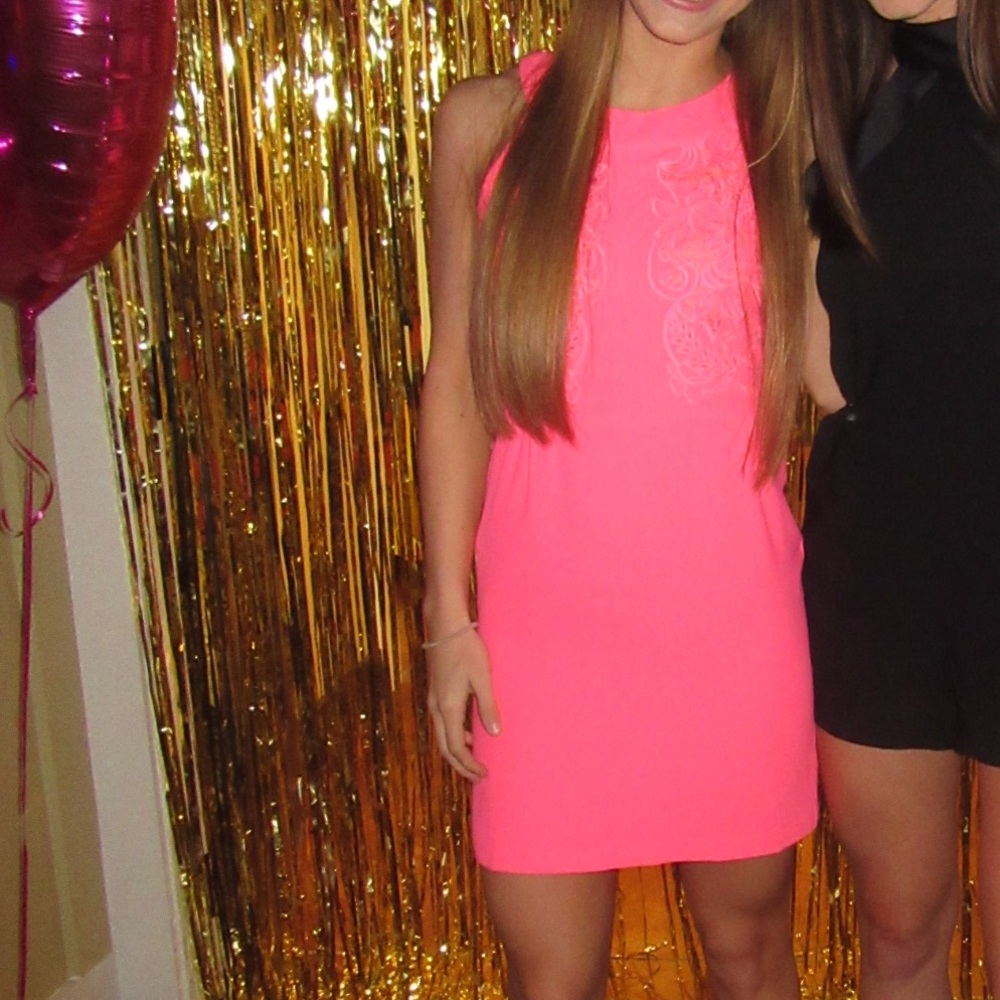 hot pink fitted dress